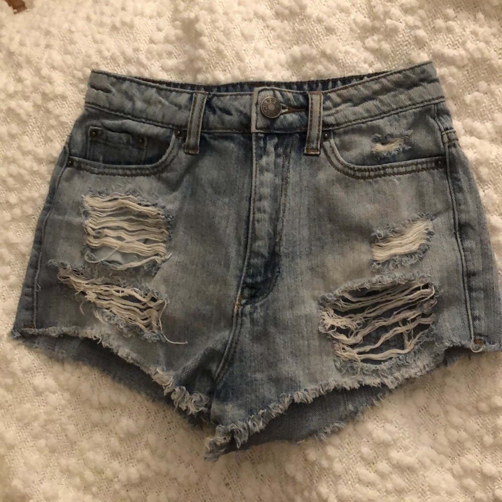 BDG high rise cheeky denim shorts